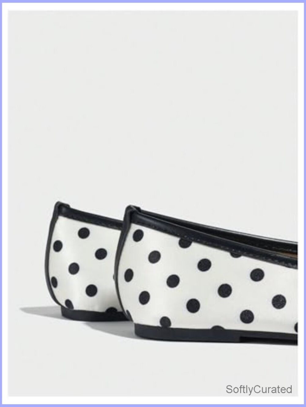 Women's Polka Dot Ballet Flats with Bow Knot and Lace Beading - Picture 4 of 6